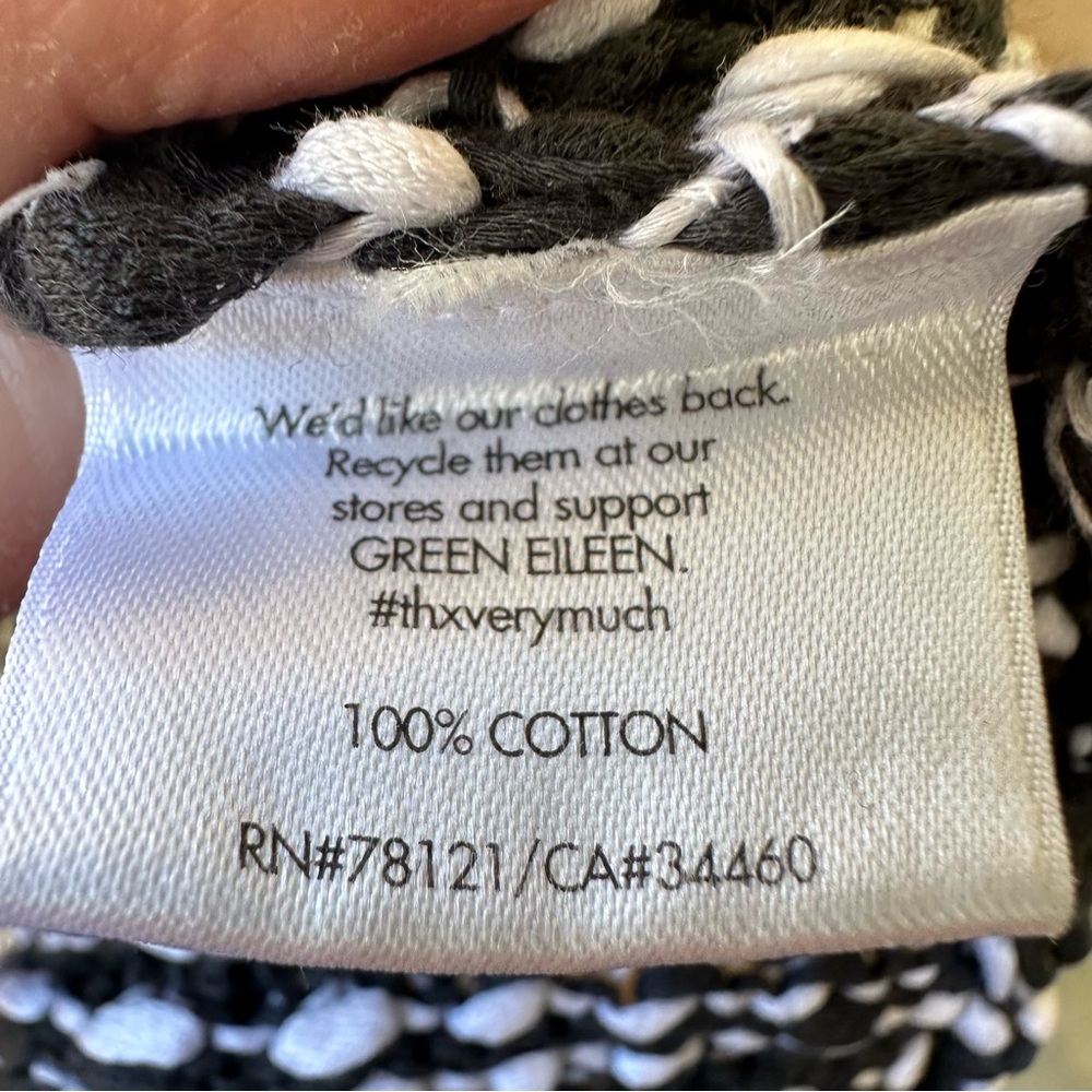 Eileen Fisher Cotton Black and White knit Open Front Cardigan - Picture 9 of 10